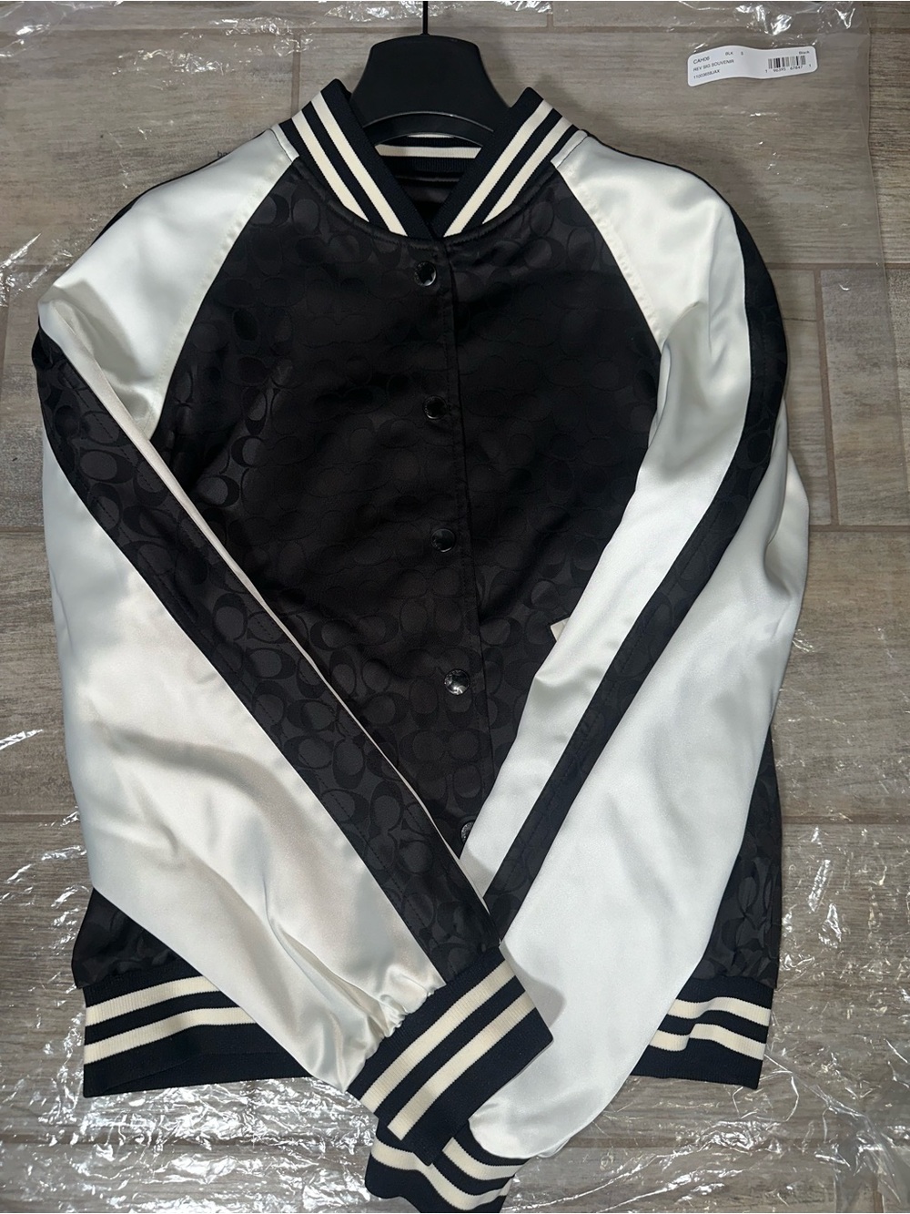 Coach Black and White Signature Varsity Bomber Jacket REVERSIBLE 🖤🤍 - Picture 4 of 10